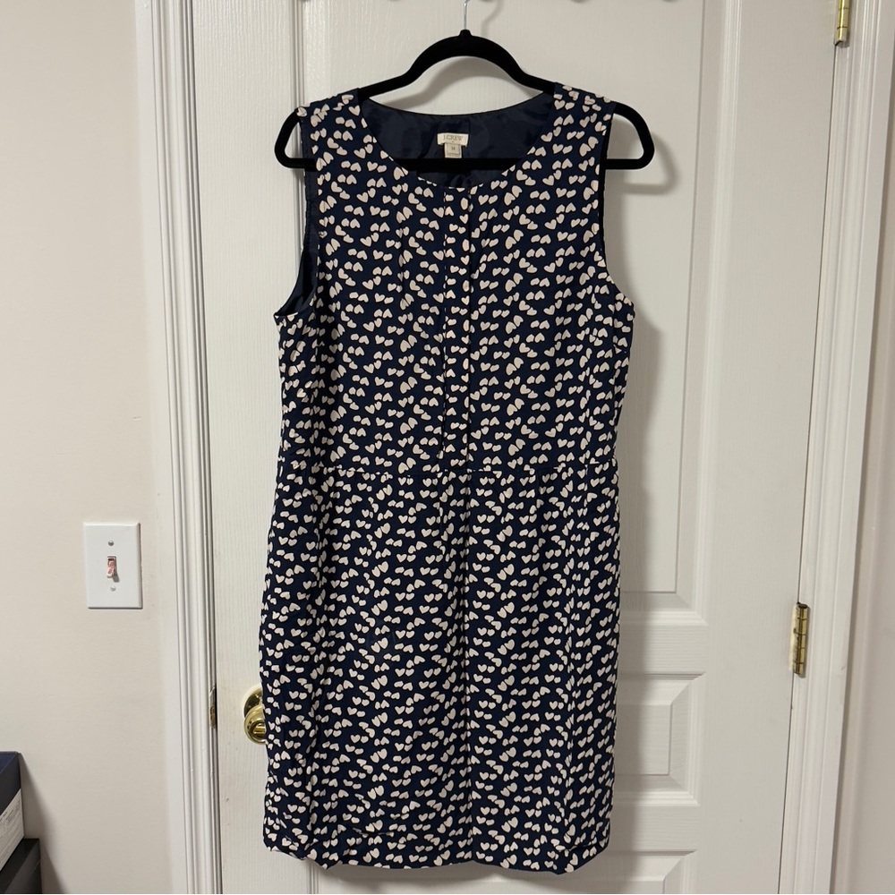 J. Crew Navy and White Heart Mini Dress